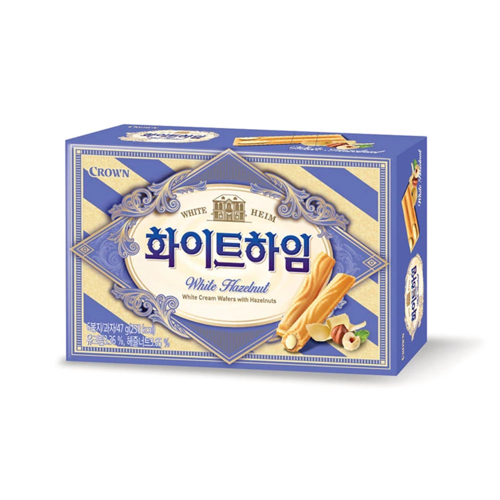 Biscoito Coreano Chocolate Branco e Creme de Avelã White Heim Crown - 47 gramas