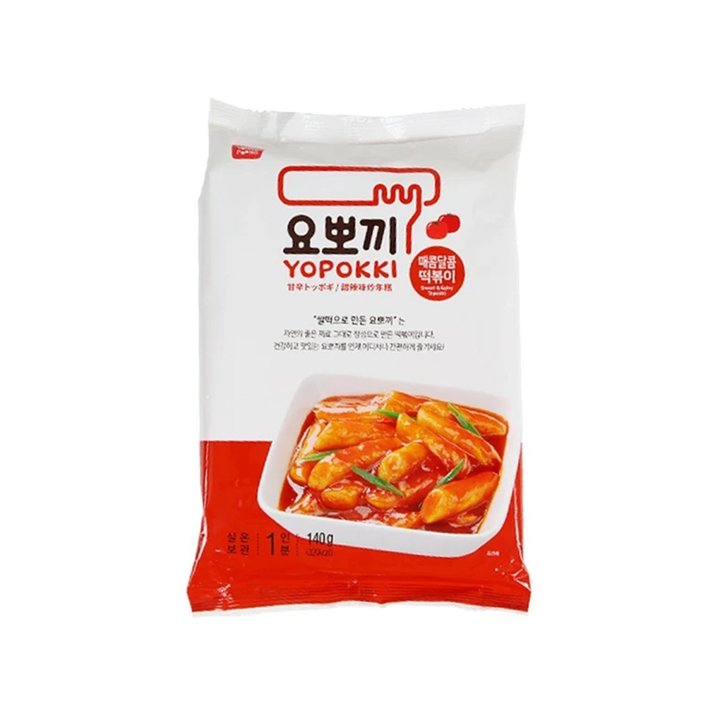 Yopokki Bolinho de Arroz Coreano Instantâneo sabor Original Sweet Spicy Topokki - 140 gramas