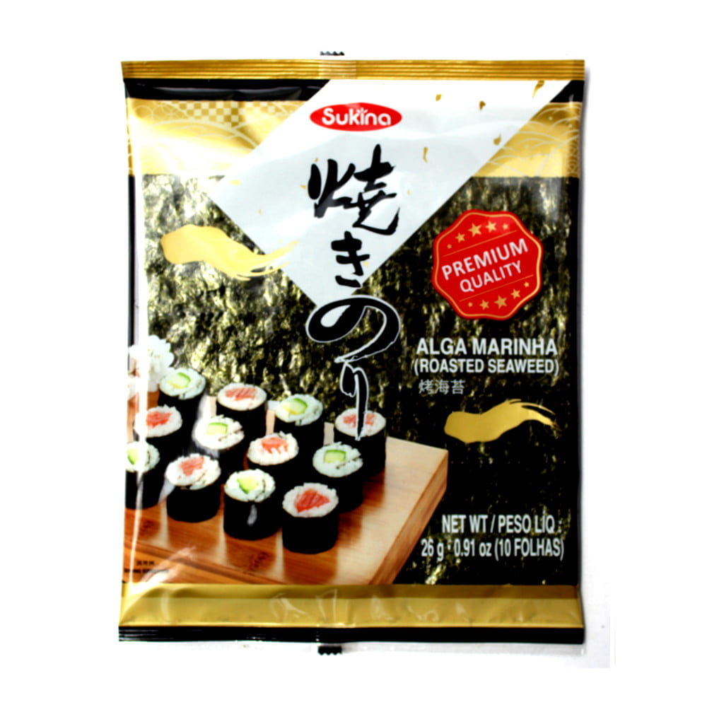 Alga Marinha Nori para Sushi e Temaki PREMIUM QUALITY Sukina 10 Folhas - 26 gramas