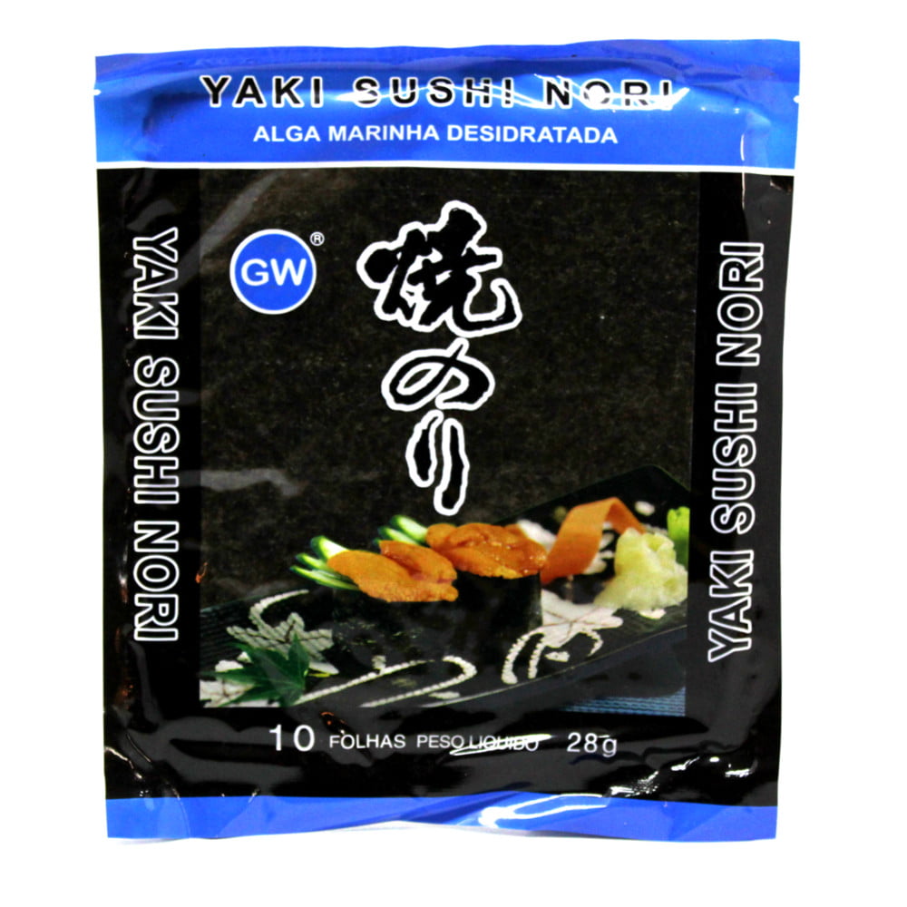 Alga Nori para Sushi e Temakis com 10 Folhas GW - 28 gramas
