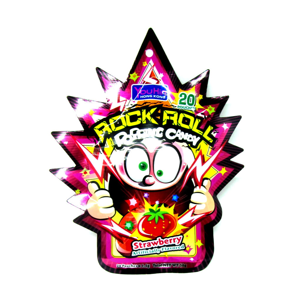 Bala Explosiva Sabor Morango Rock Roll Popping Candy - 30 gramas