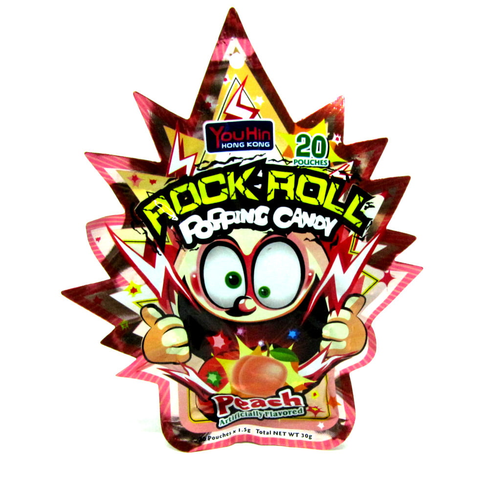 Bala Explosiva Sabor Pêssego Rock Roll Popping Candy - 30 gramas
