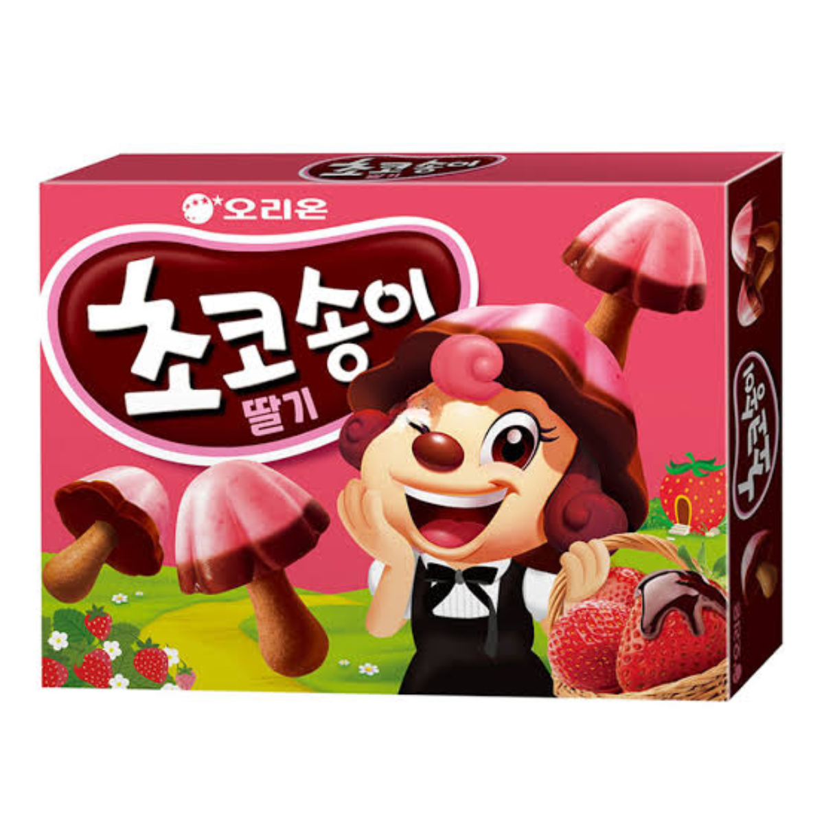 Biscoito Coreano Choco Boy com Cobertoura de Chocolate e Morango Orion – 45 gramas
