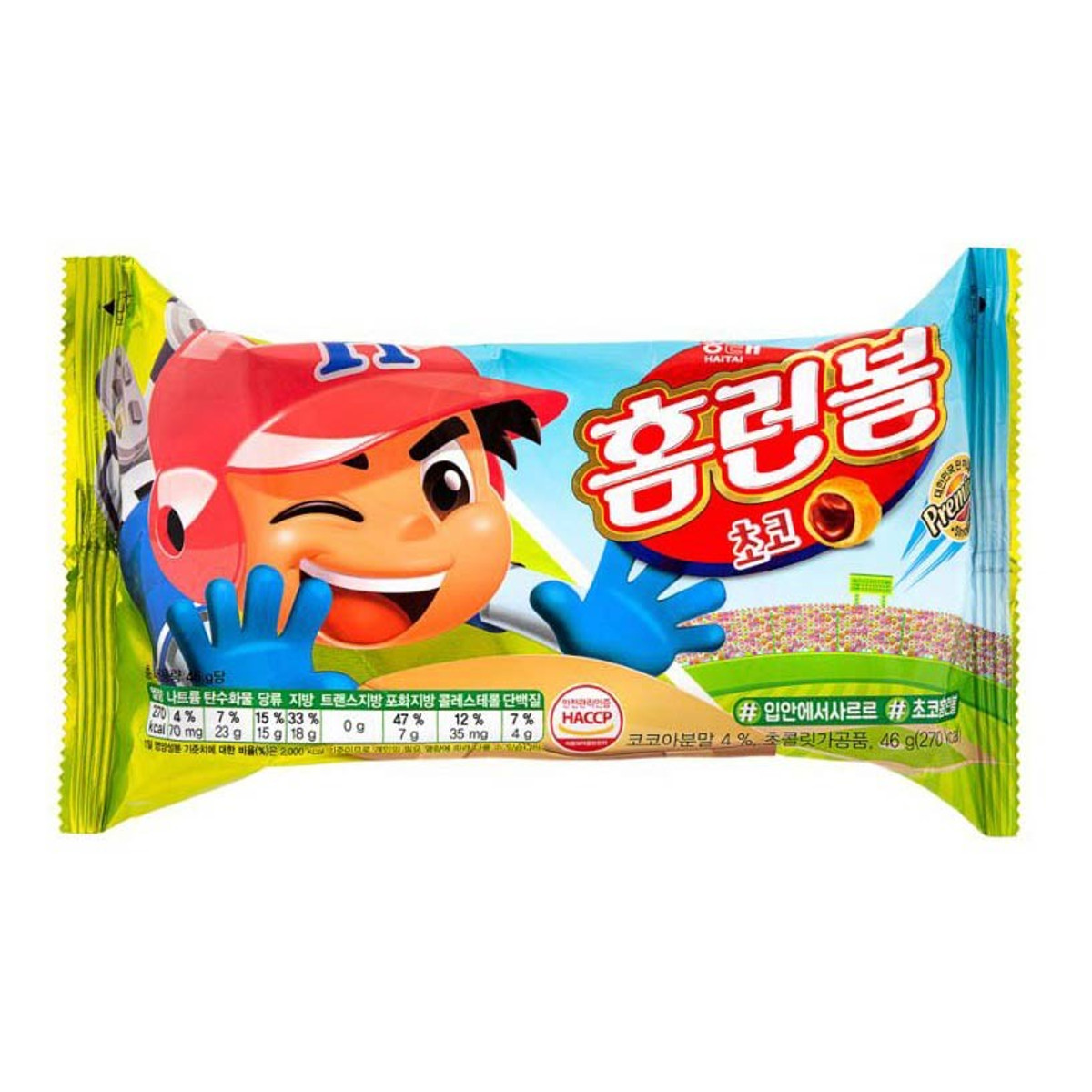 Biscoito Coreano com Recheio de Chocolate Homerun Ball Haitai  - 46 gramas
