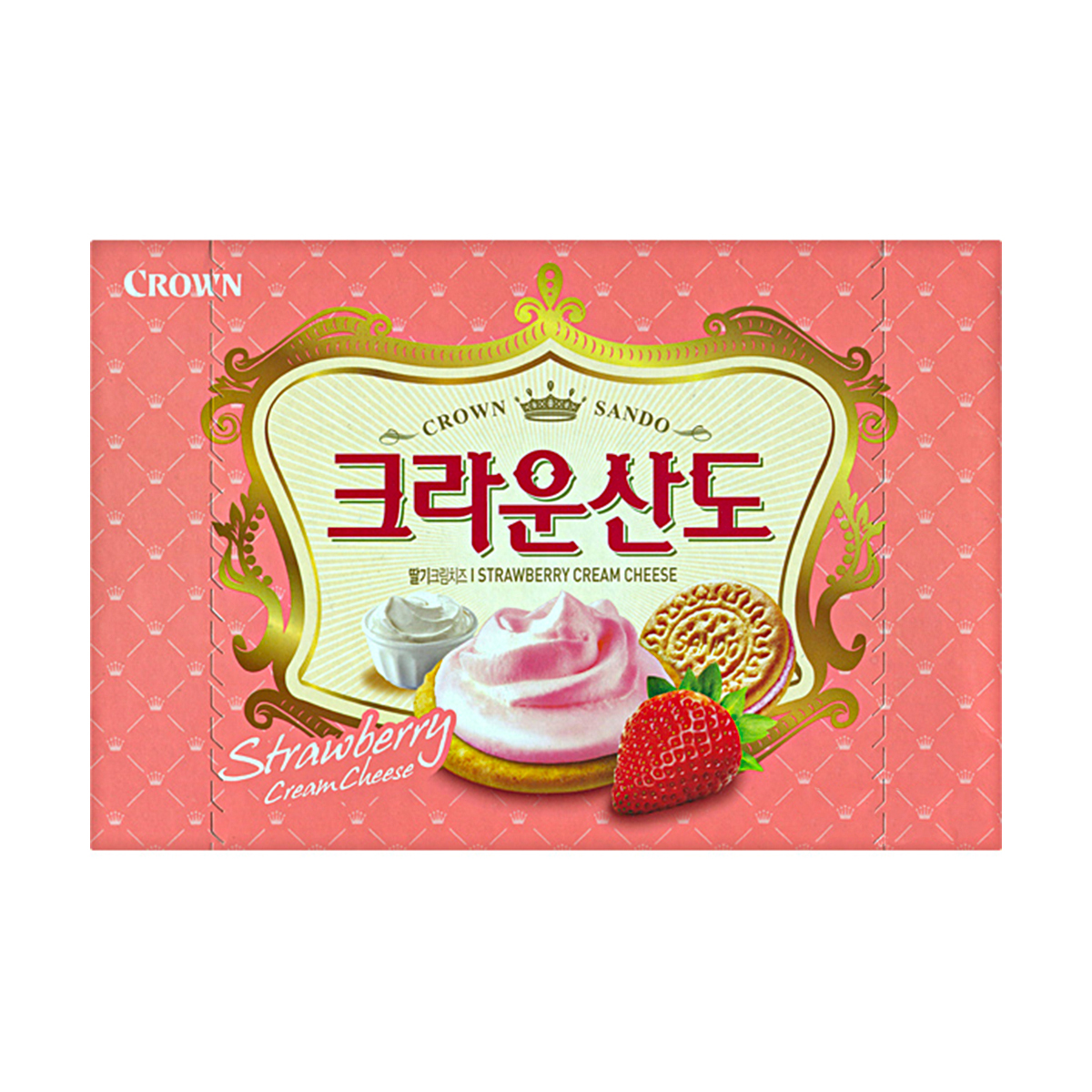 Biscoito Coreano Recheado com Morango Cream Cheese Sando Crown  - 161 gramas