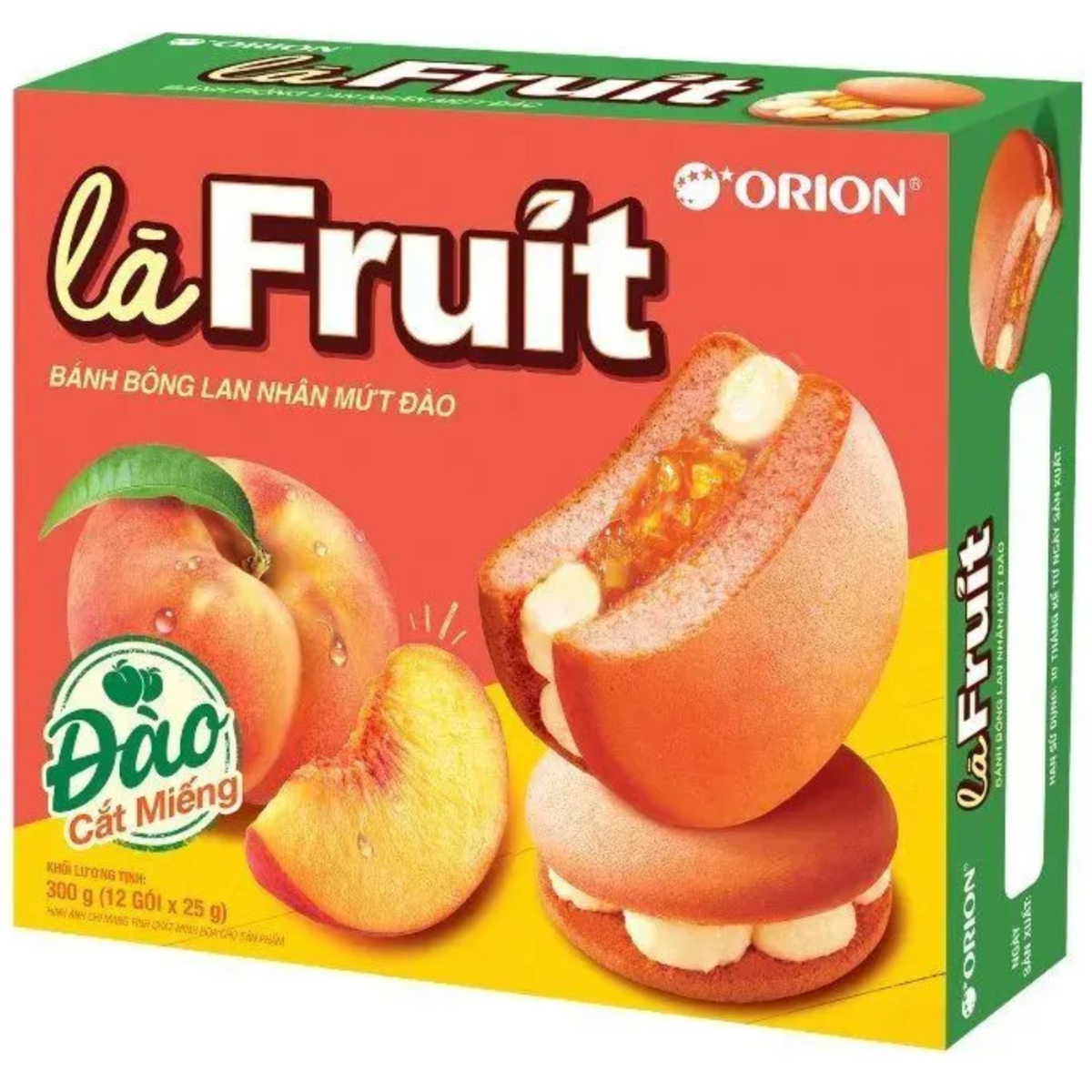 Bolinho com Recheio Cremoso de Pessego  La Fruit CAKE Orion 300 Gramas - 12 unidades