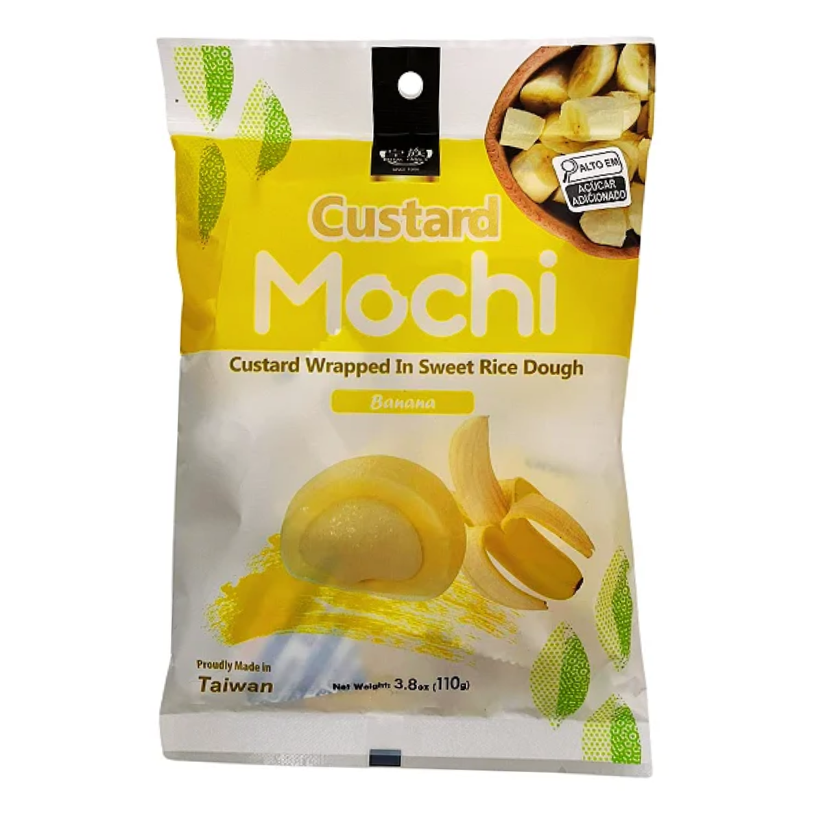 Bolinho de Arroz Glutinoso Custard Mochi Sabor Banana - 110 gramas