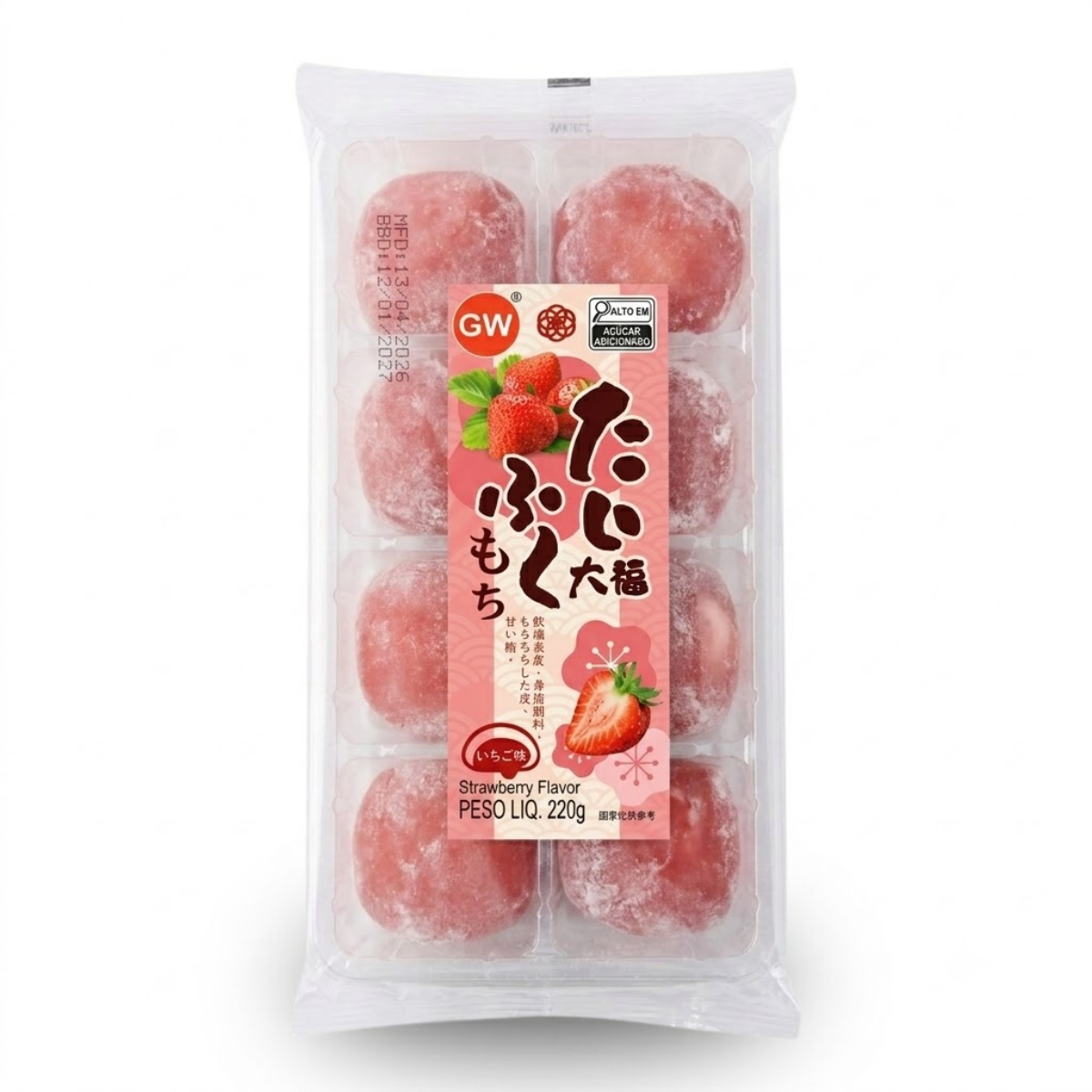Bolinho de Arroz Moti Sabor Morango GW (8 Unidades) - 220 Gramas