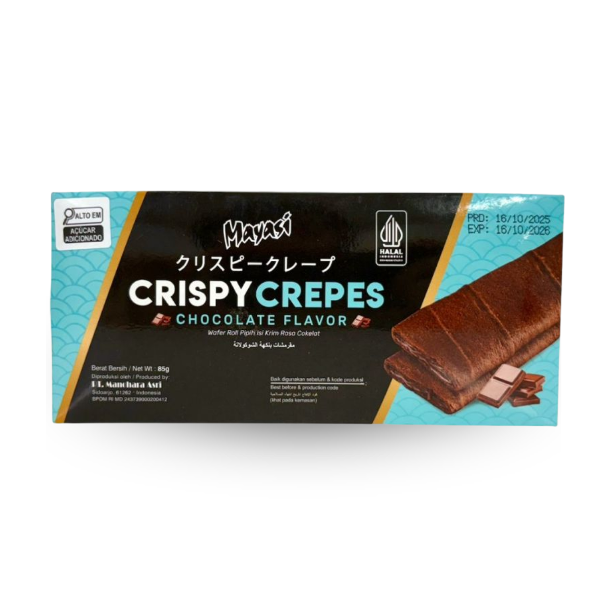 Crepe Crocante Recheado Sabor Chocolate Mayasi Crispy Crepes - 85 gramas