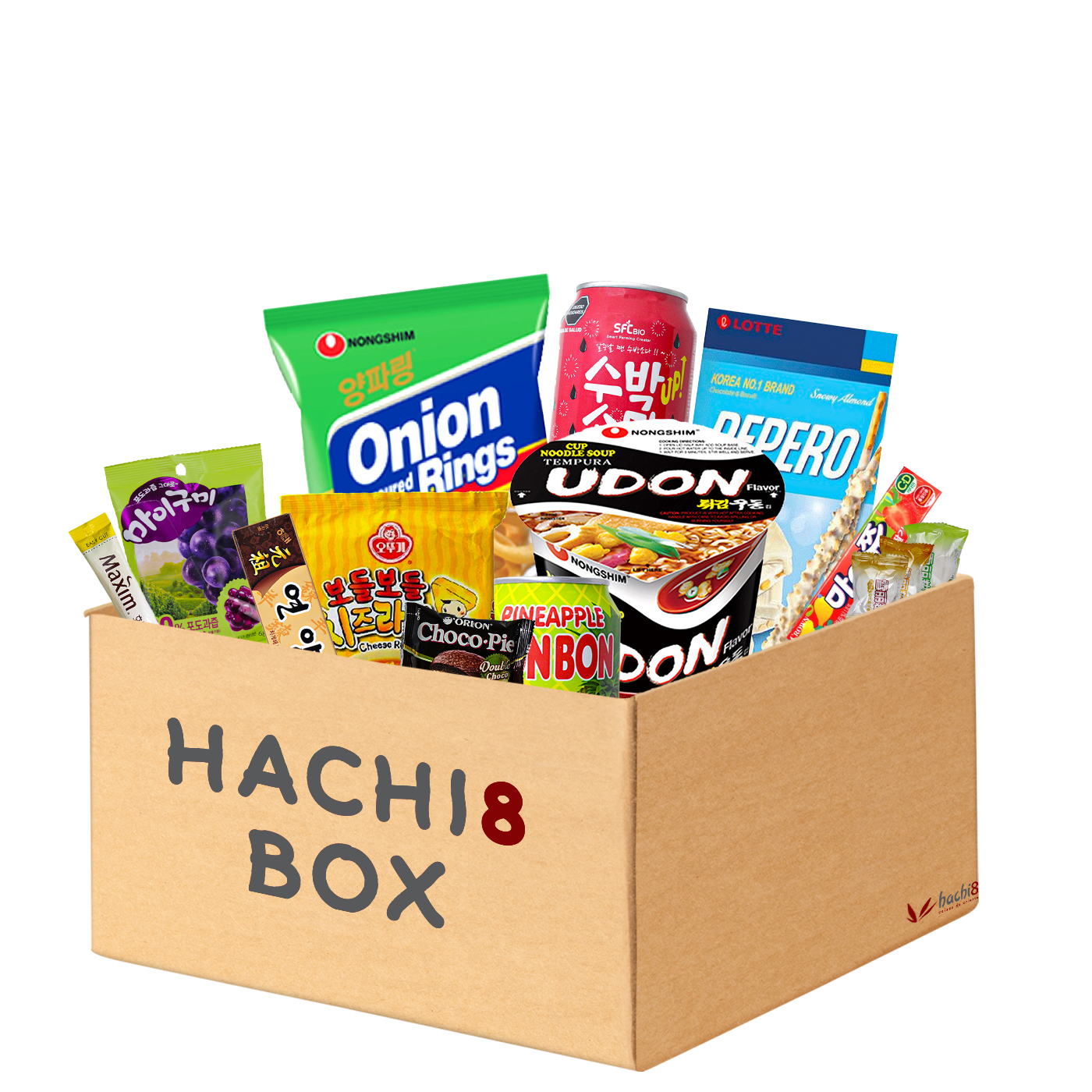 Kit de Doces Bebidas Snacks Hachi8 Box - Versão Ásia