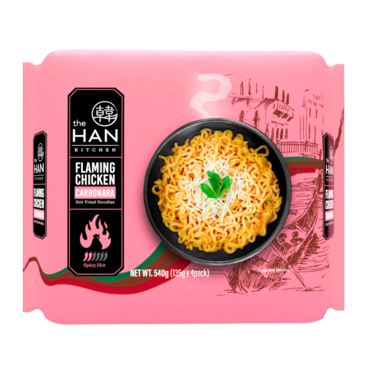 Lamen Coreano Han Ramyun Sabor Carbonara Picante Stir Fried - 135 gramas