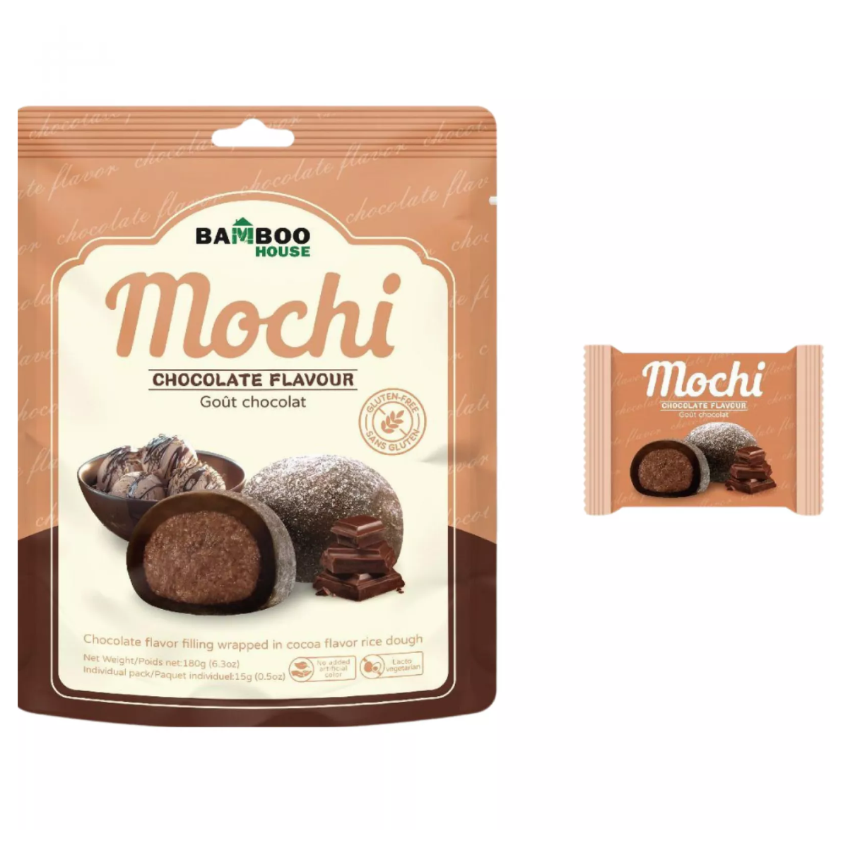 Mochi Importado Sabor Cacau com Recheio Sabor Chocolate Bamboo