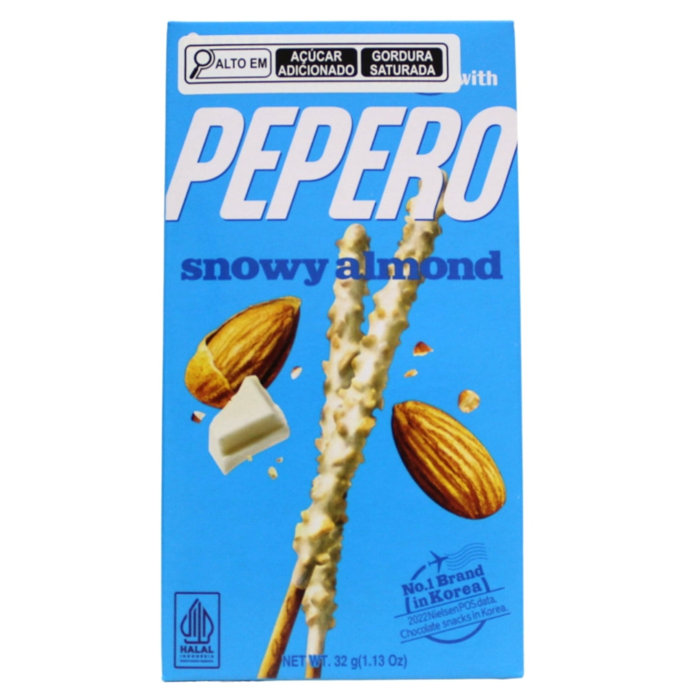 Pepero Biscoito Palito Chocolate Branco & Amêndoa Snowy Almond - 32g