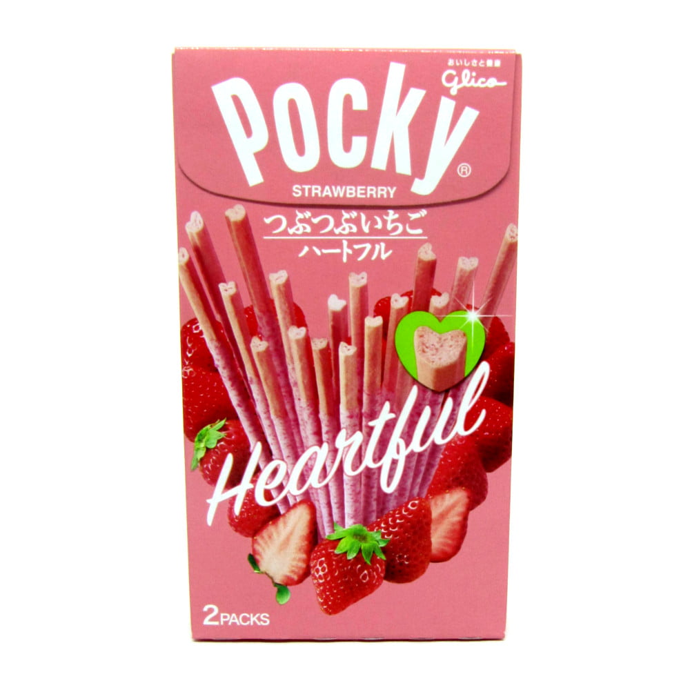 Pocky Biscoito de Palito Especial Morango Heartful Formato Coração Japonês - Glico 57,6g