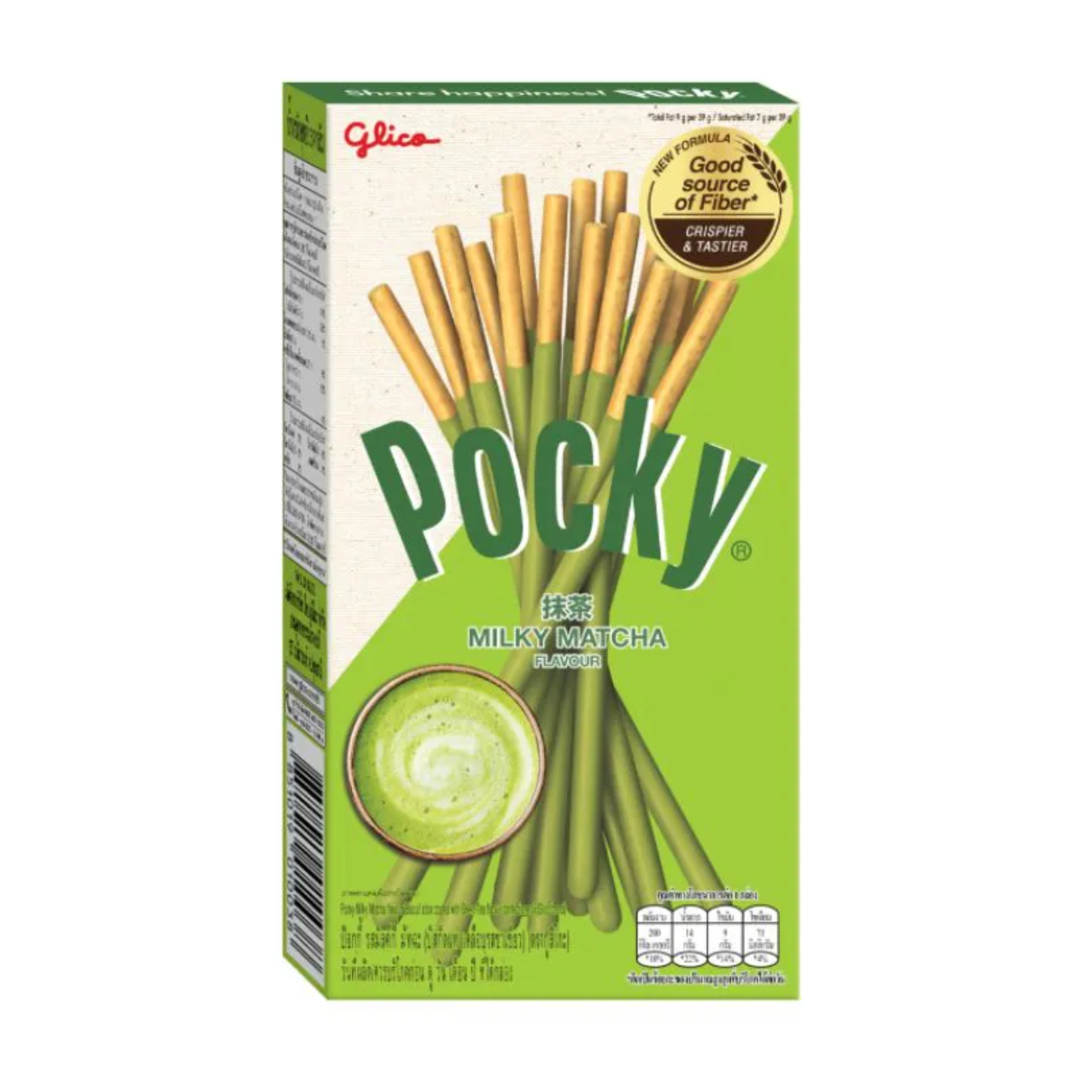 Pocky Biscoito de Palito Sabor Leite Matcha Glico - 35g