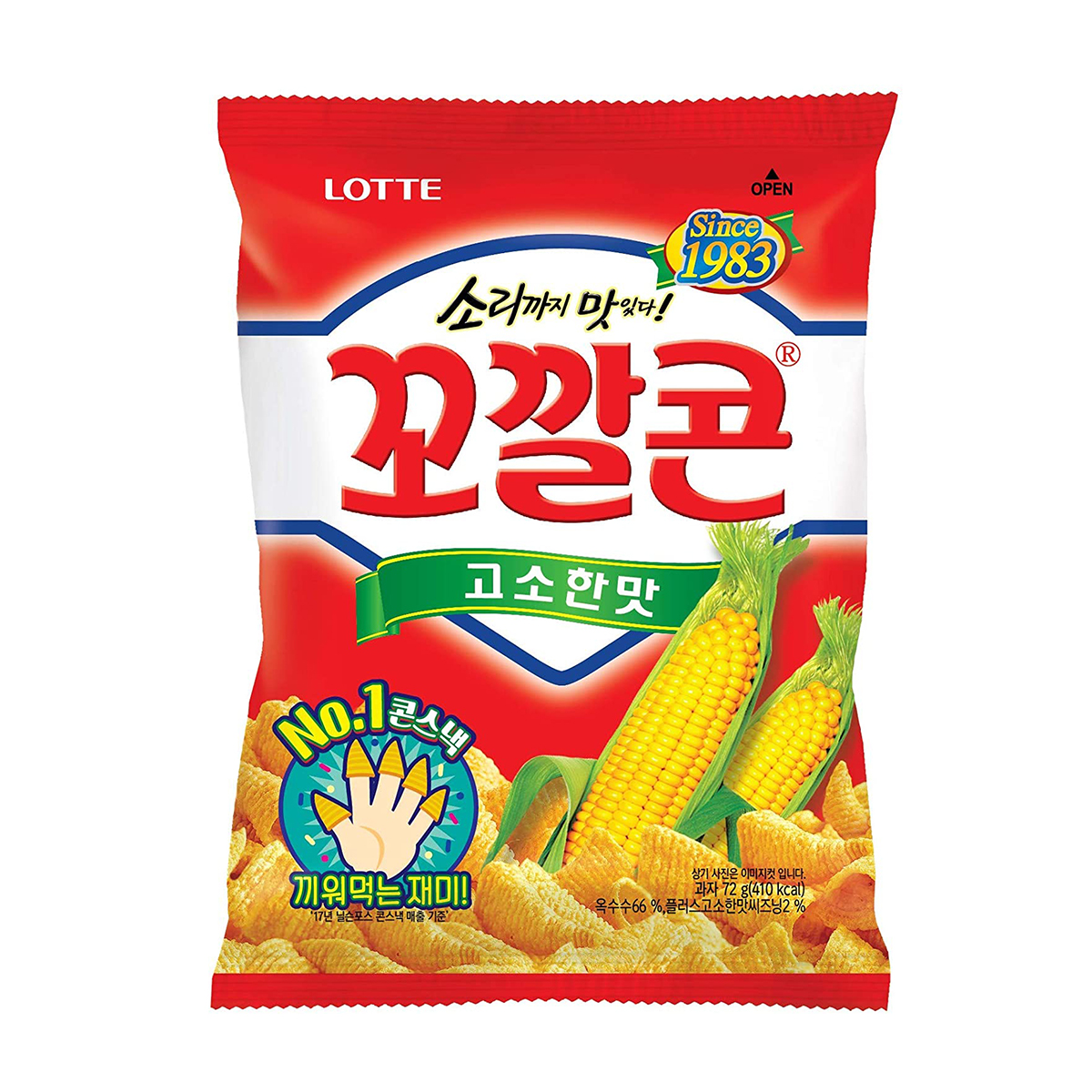 Salgadinho Coreano de Milho Crocante Popping Corn Chips Lotte - 72 gramas