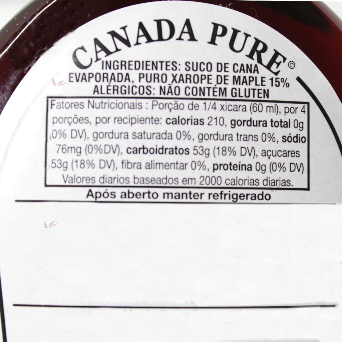 Maple Syrup 15% Xarope Bordo 250ml Canada Pure