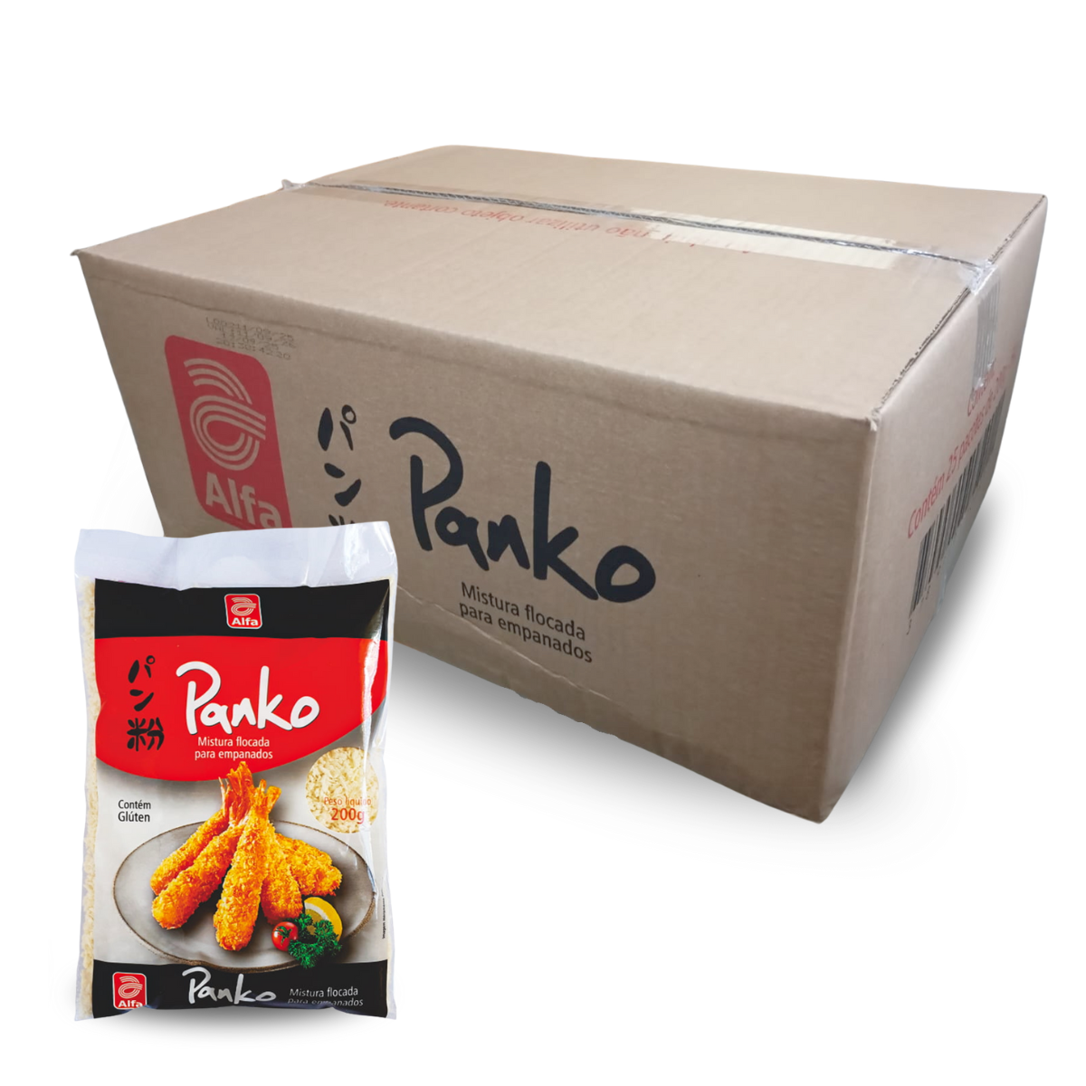 Caixa de Farinha Panko Alfa 200 gramas - 25 Pacotes