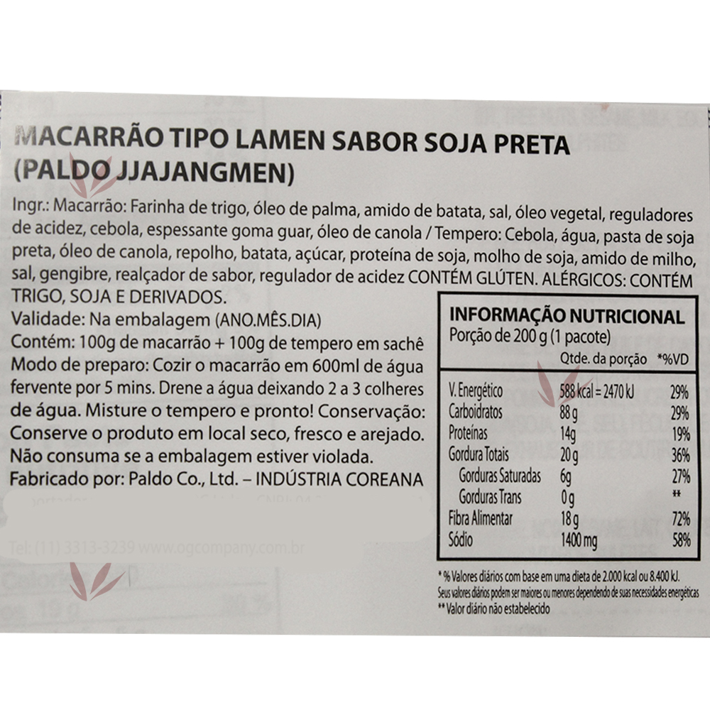 Caixa de Lamen Coreano Jjajangmen Tipo Chajangmen Paldo 200 gramas