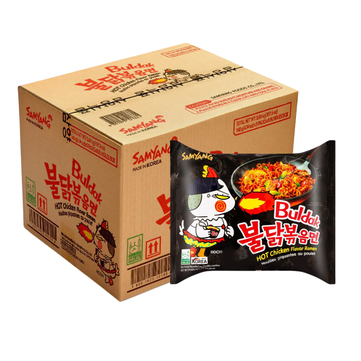 Caixa Lamen Coreano Super Apimentado Buldak Hot Chicken Flavor Ramen 140g - 40 Pacotes