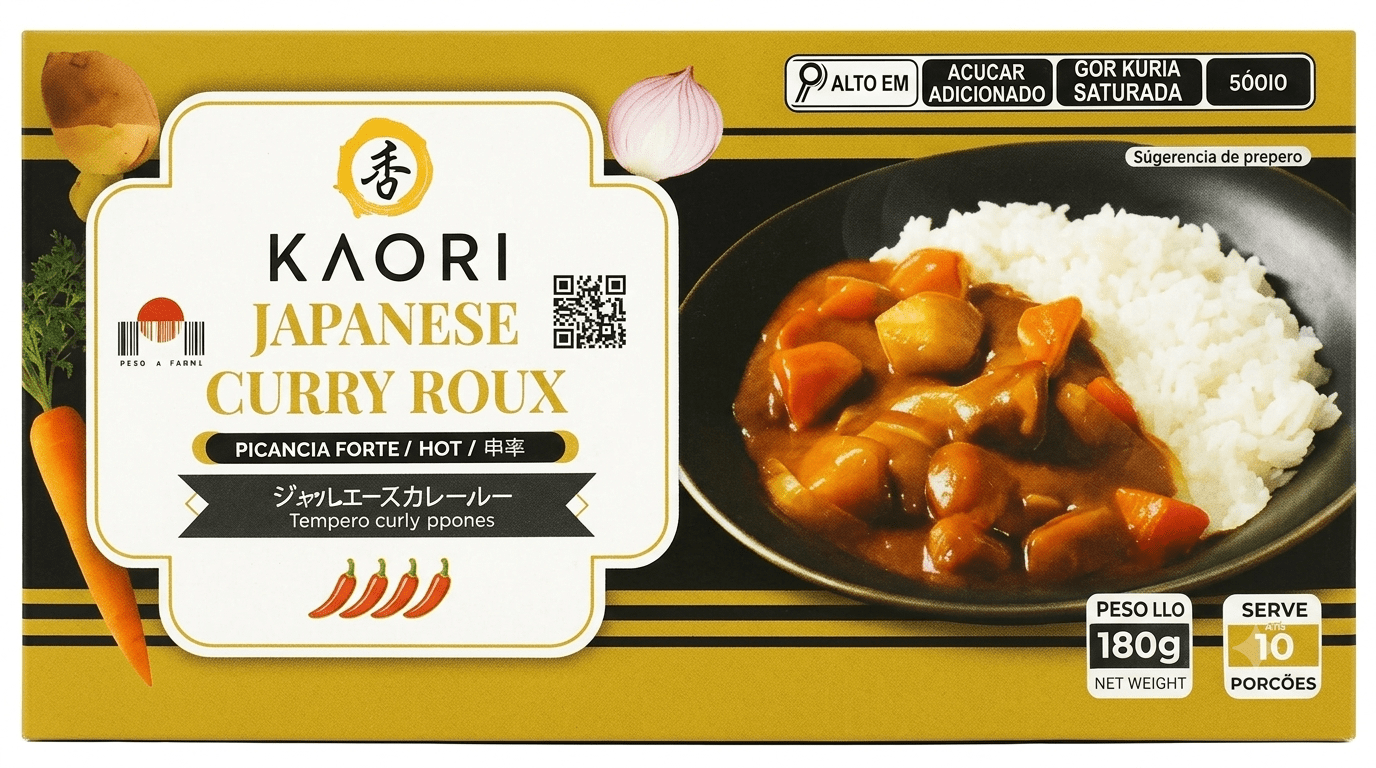 karê Curry Japonês em Tablete Kaori Karakuchi (Forte) 180g - Rende 10 Porções