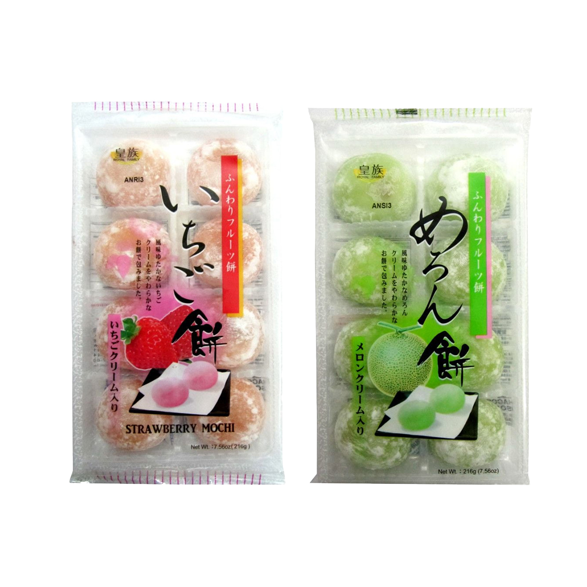 Kit de Doce Japonês de Arroz Moti Sabor Morango e Melão - 216 gramas