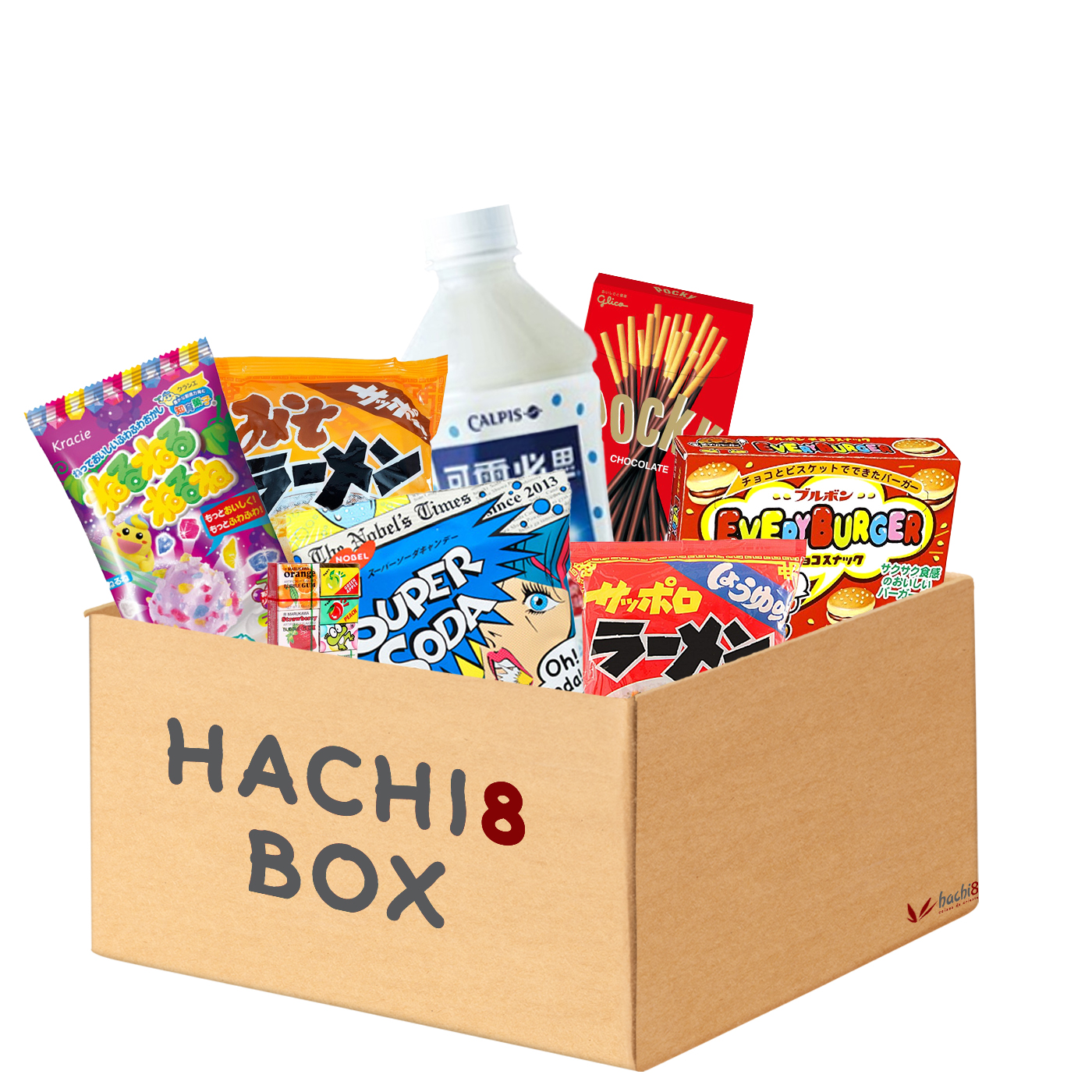 Kit de Doces Bebidas Snacks Hachi8 Box - Versão 100% Japão