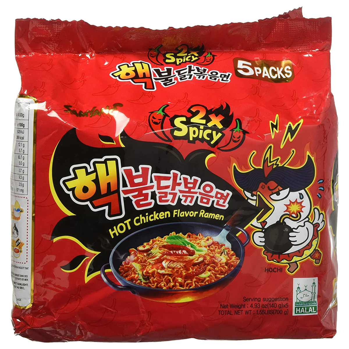 Kit de Lamen Coreano Extreme Spicy 2X Hot Chicken Flavor Ramen 140g - 5 Pacotes