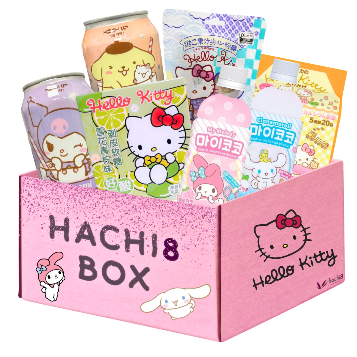 Kit de Snacks Sanrio Hachi8 Box Especial - Versão Hello Kitty