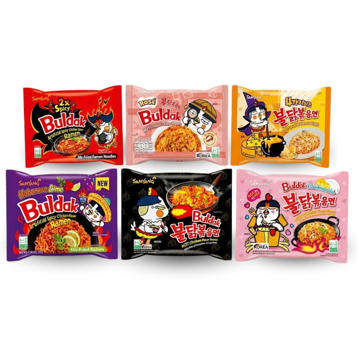 Kit Desafio Lamen Coreano Mega Picante Buldak Frango Samyang - 6 Sabores