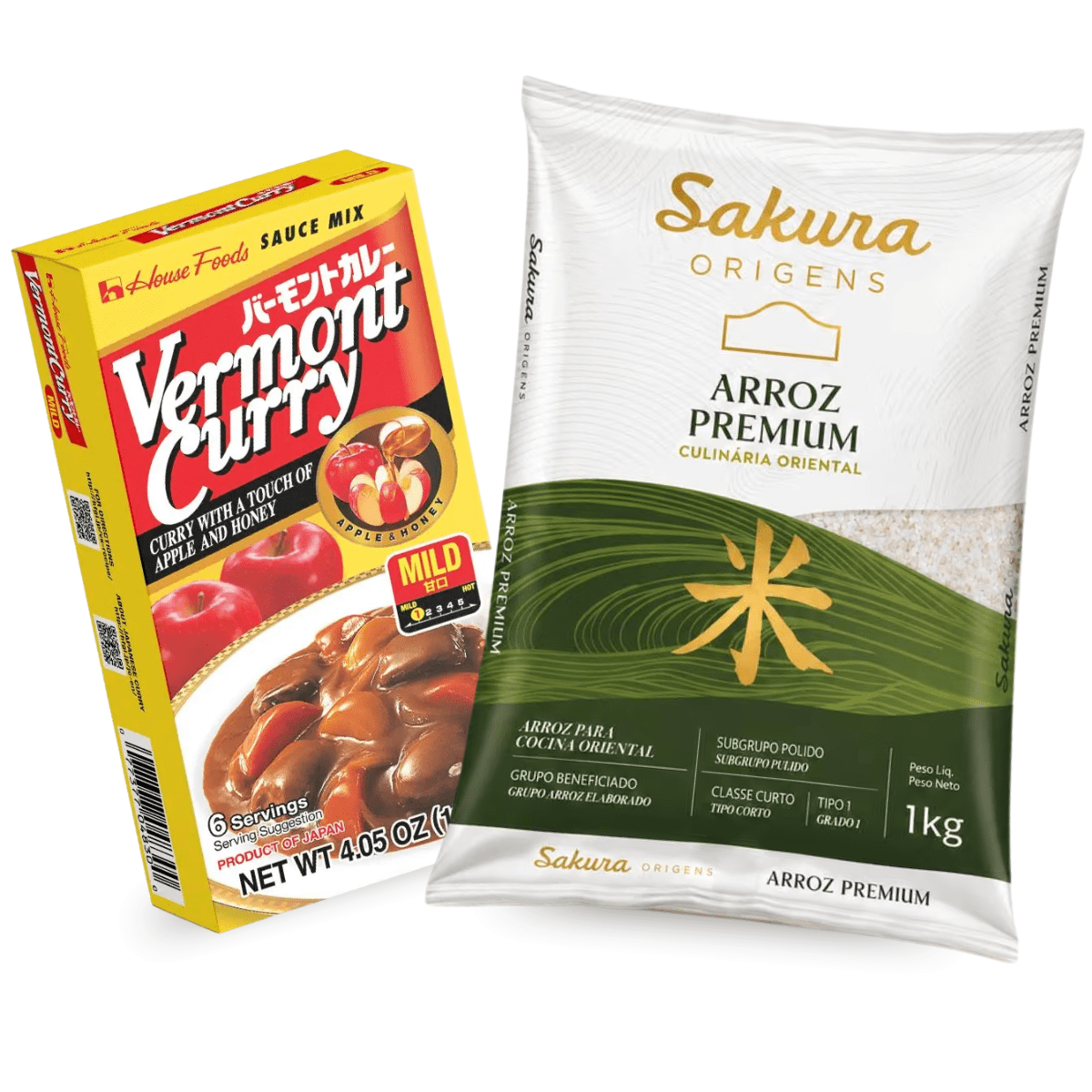 Kit Karê Japonês: Arroz Sakura Kg + Curry Nível Fraco Vermont 115g