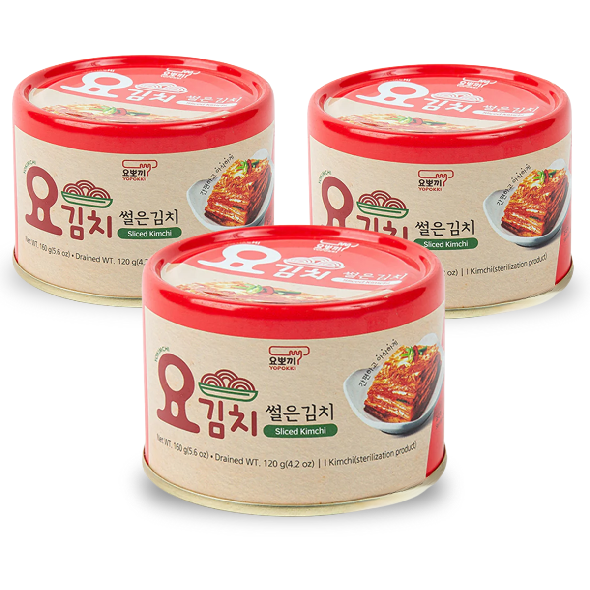 Kit Kimchi Coreano Acelga Condimentada Apimentada Yokimchi 160g - 3 Latas