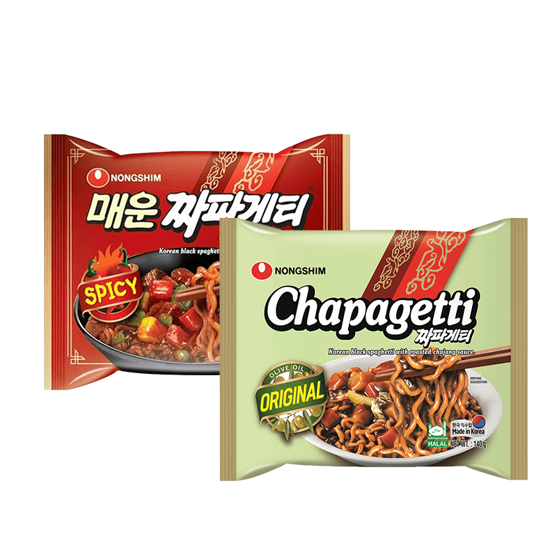 Kit Lamen Coreano Chapaghetti Nongshim Tradicional e Picante - 140 gramas