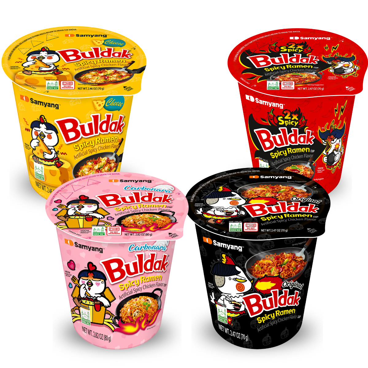 Kit Lamen Coreano Copo Buldak Super Picante Frango Samyang - 4 Sabores