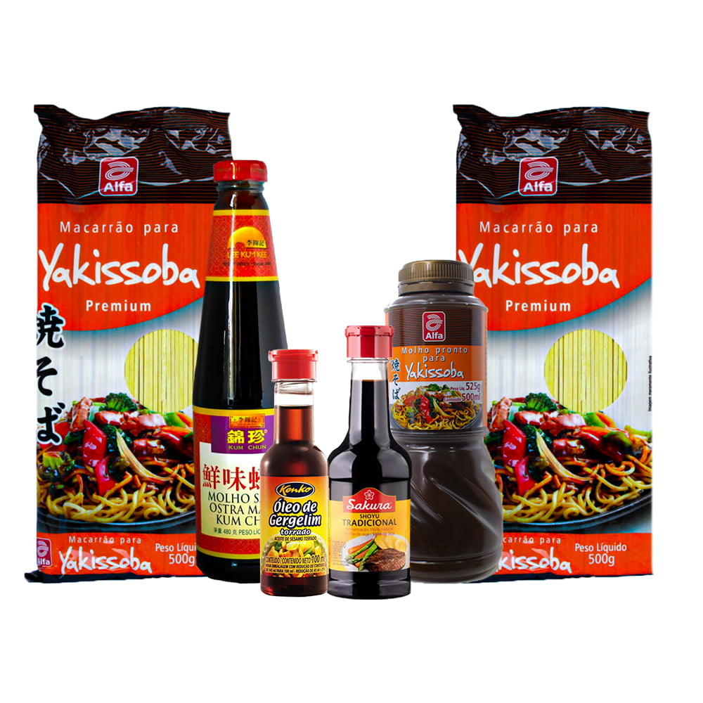 Kit Para Yakissoba Macarrão Shoyu Óleo Molho Ostra  Hachi8