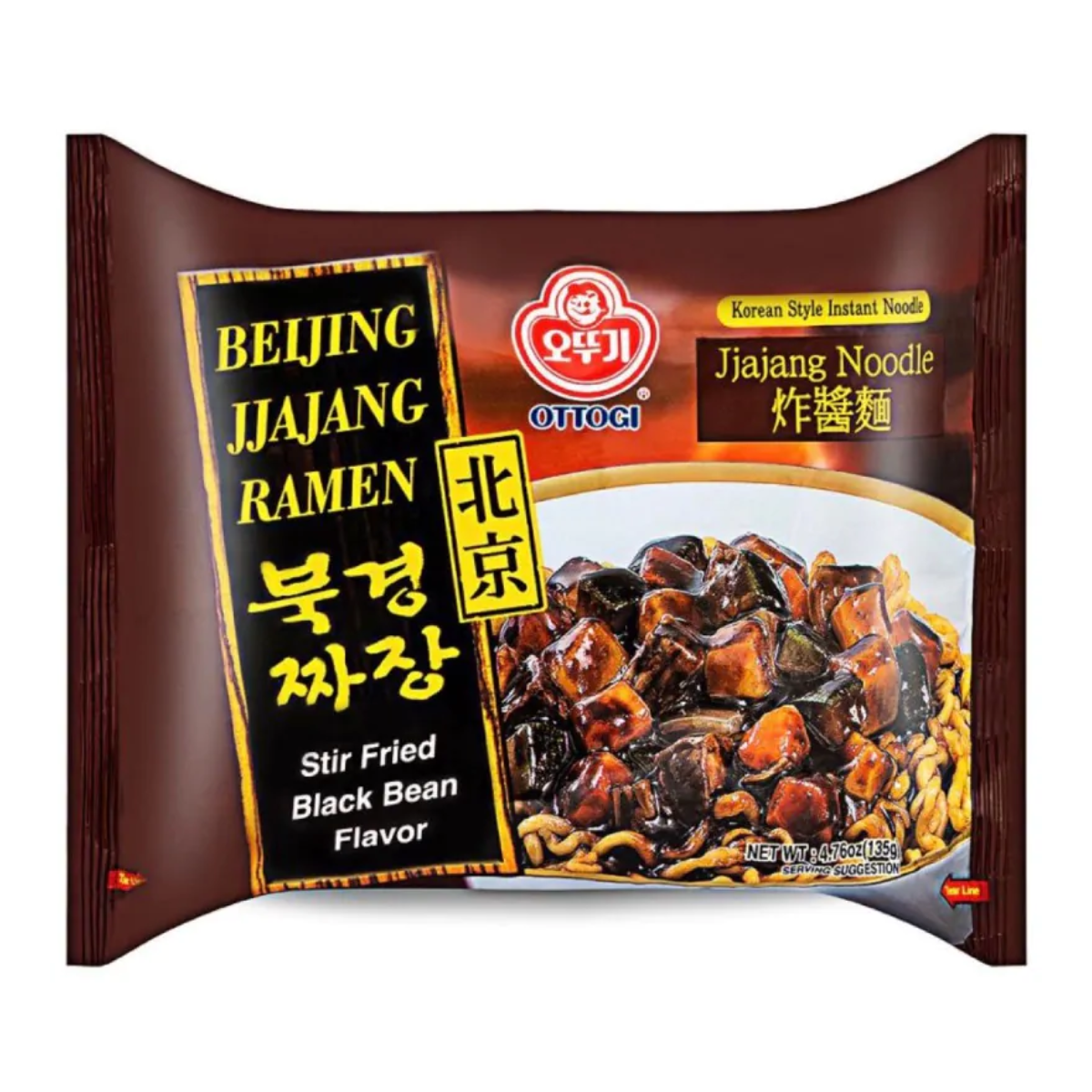 Lamen Coreano Beijing Jjajang Ramen Ottogi Sabor Feijão Preto - 135 gramas