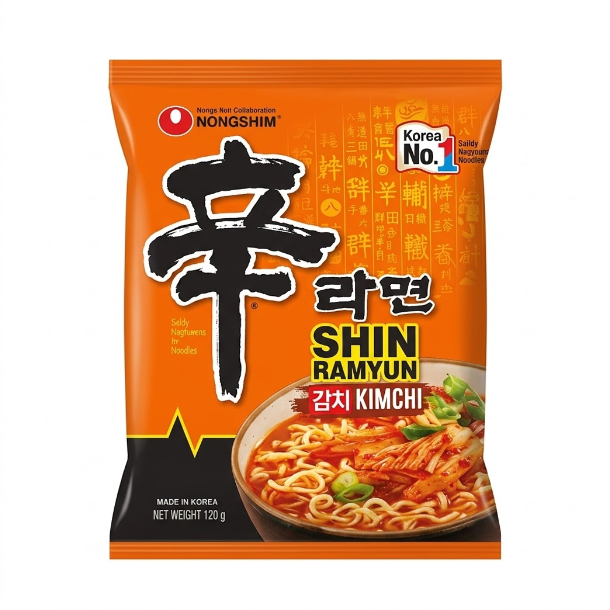 Lamen Coreano kimchi Shin Ramyun Picante Nongshim - 120 gramas