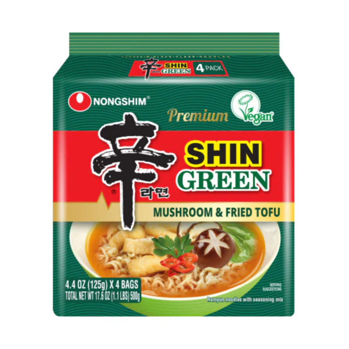 Lamen Shin Ramyun Picante Cogumelo e Tofu Frito 125g MADE IN USA - 4 Pacotes