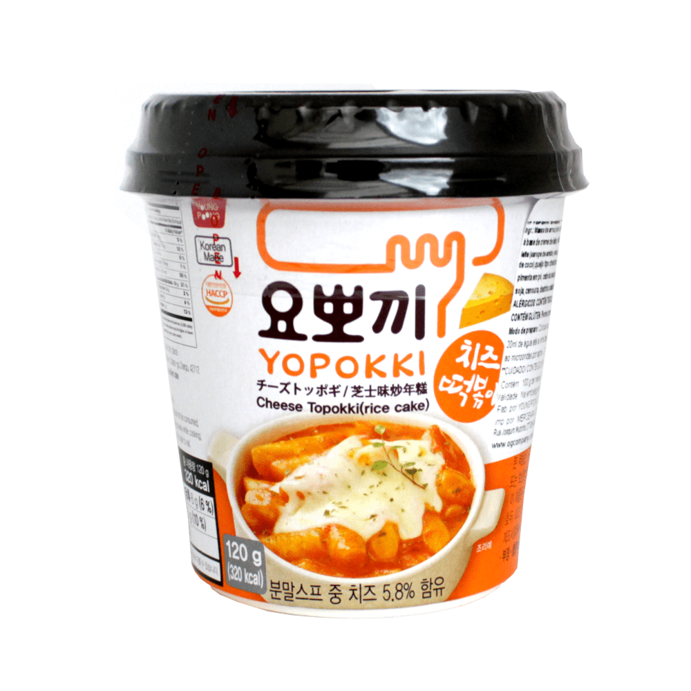 Yopokki Bolinho de Arroz Coreano Instantâneo sabor Queijo Topokki - Copo 120 gramas