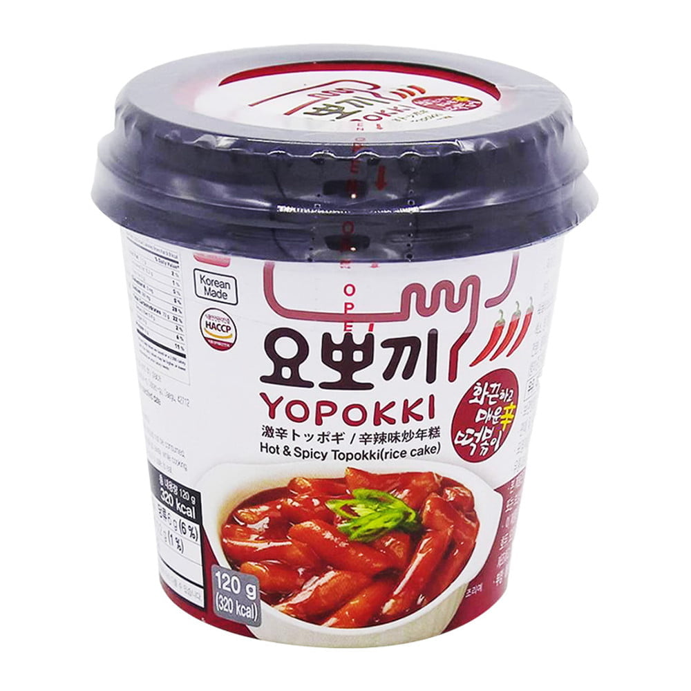 Yopokki Bolinho de Arroz Coreano Instantâneo sabor Super Picante Topokki Copo 120 gramas