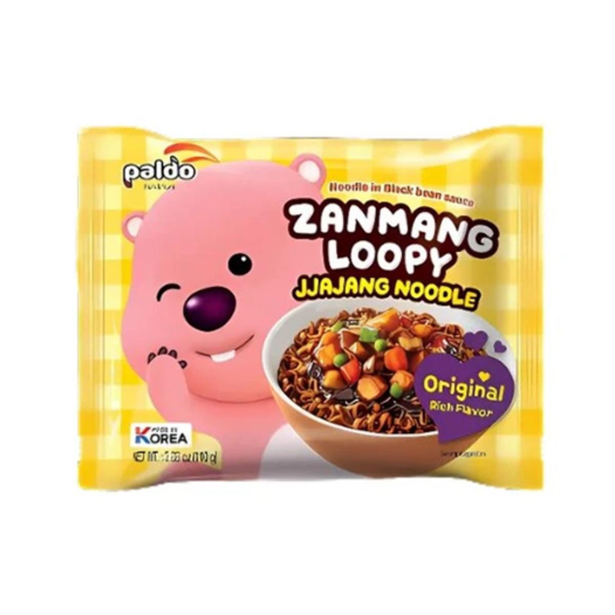 Macarrão Instantâneo Coreano Zanmang Loopy Jjajang Noodle Paldo - 110 gramas