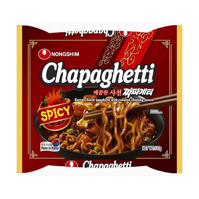 Lamen Coreano Chapagetti Spicy Picante Nongshim com Tempero de Feijão Preto Tostato - 137 gramas
