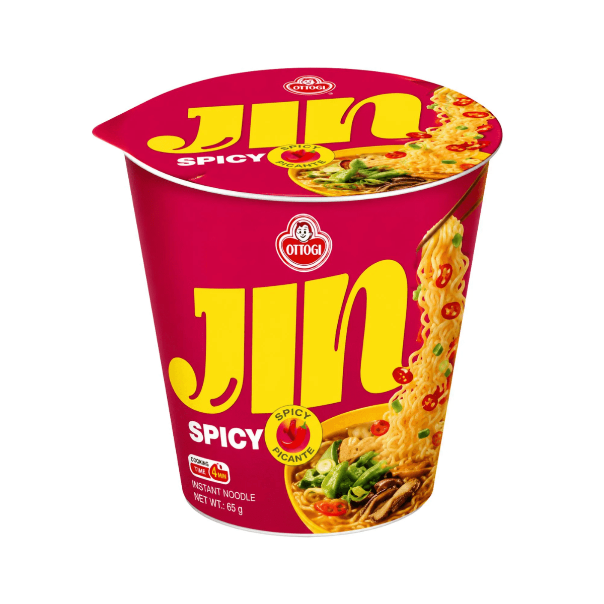 Lamen Coreano Picante Jin Ramen Ottogi Vegetais Copo - 65 gramas