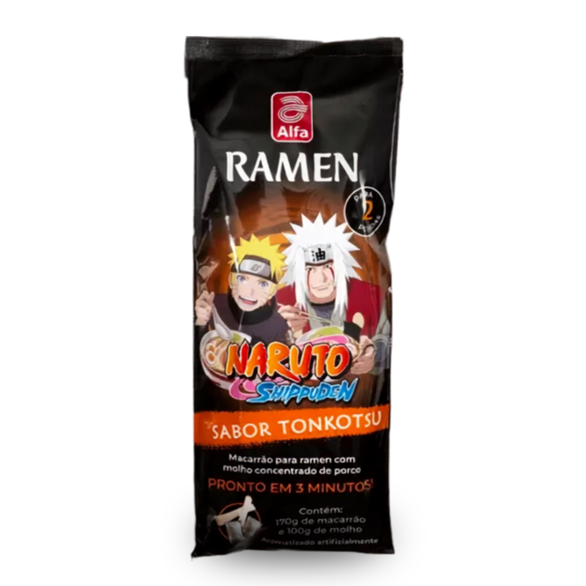 Macarrão para Ramen com Molho Pronto Concentrado de Porco Naruto Shippuden  Alfa - 270 gramas