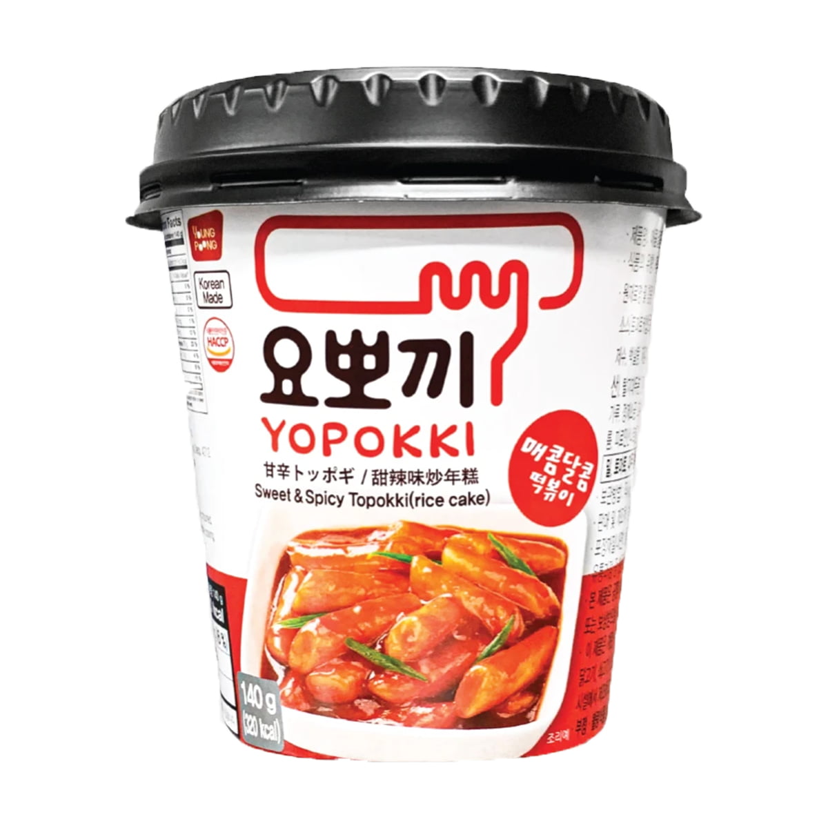 Yopokki Bolinho de Arroz Coreano Instantâneo sabor Original Sweet Spicy Topokki Copo 140 gramas