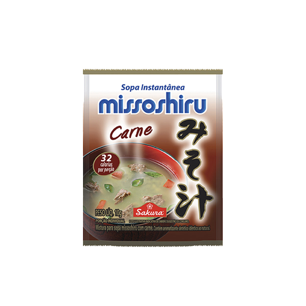 Sopa Instantânea de Missoshiru Sachê Sabor Carne Sakura - 10 gramas