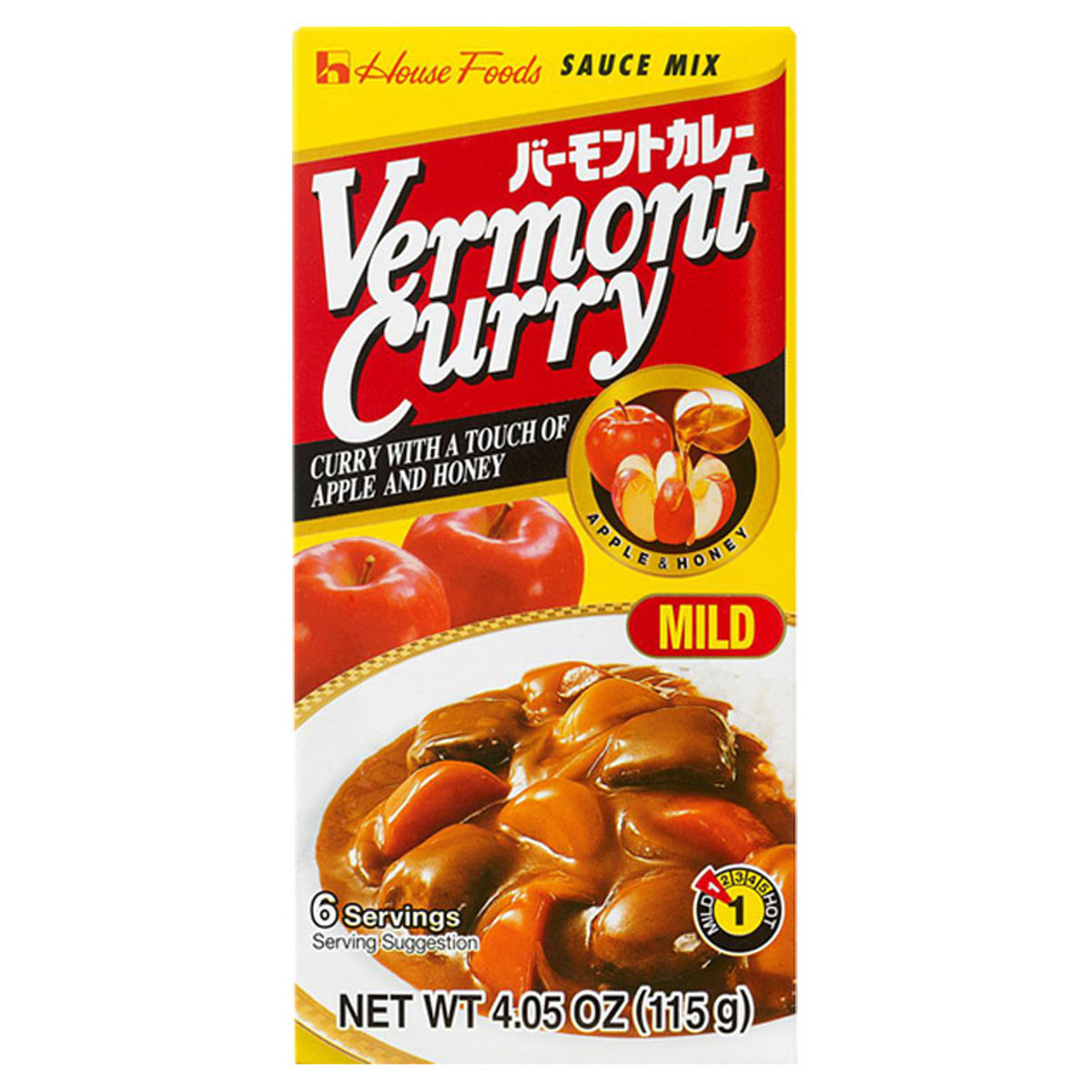 Tempero pronto Curry Amakushi com Sabor Suave Picante nível Fraco Vermont - 115 gramas