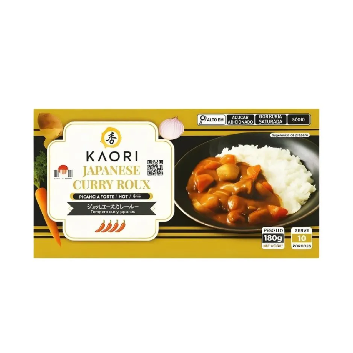 Tempero pronto Curry Roux Karakuchi com Sabor Picante nível Forte Kaori - 180 gramas