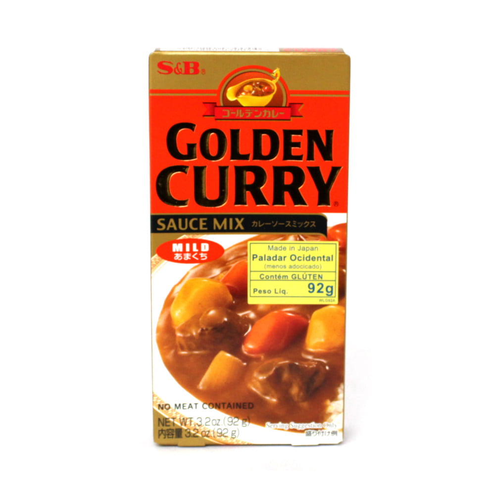 Tempero Golden Curry Amakuchi com Sabor Suave Picante nível Fraco S&B - 92 gramas