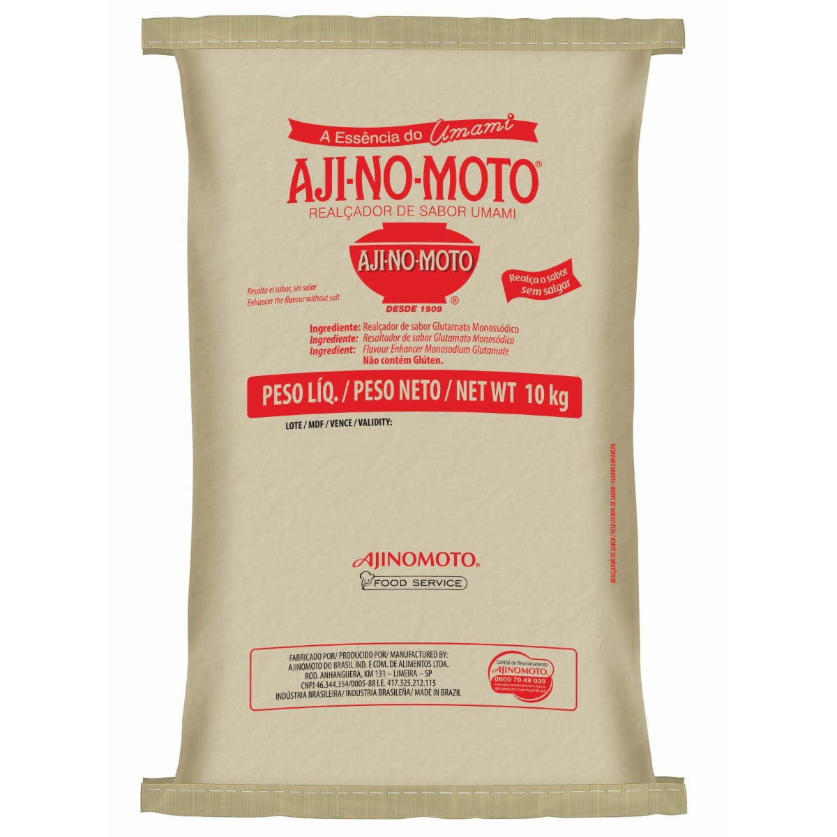 Realçador de Sabor Glutamato Monossódio - Ajinomoto (10 Kg)